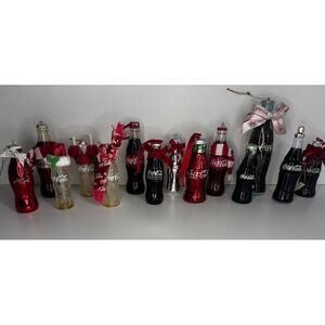 🎄Lot‎ Of  14 Coke, Coca Cola Glass Bottle Christmas Ornament